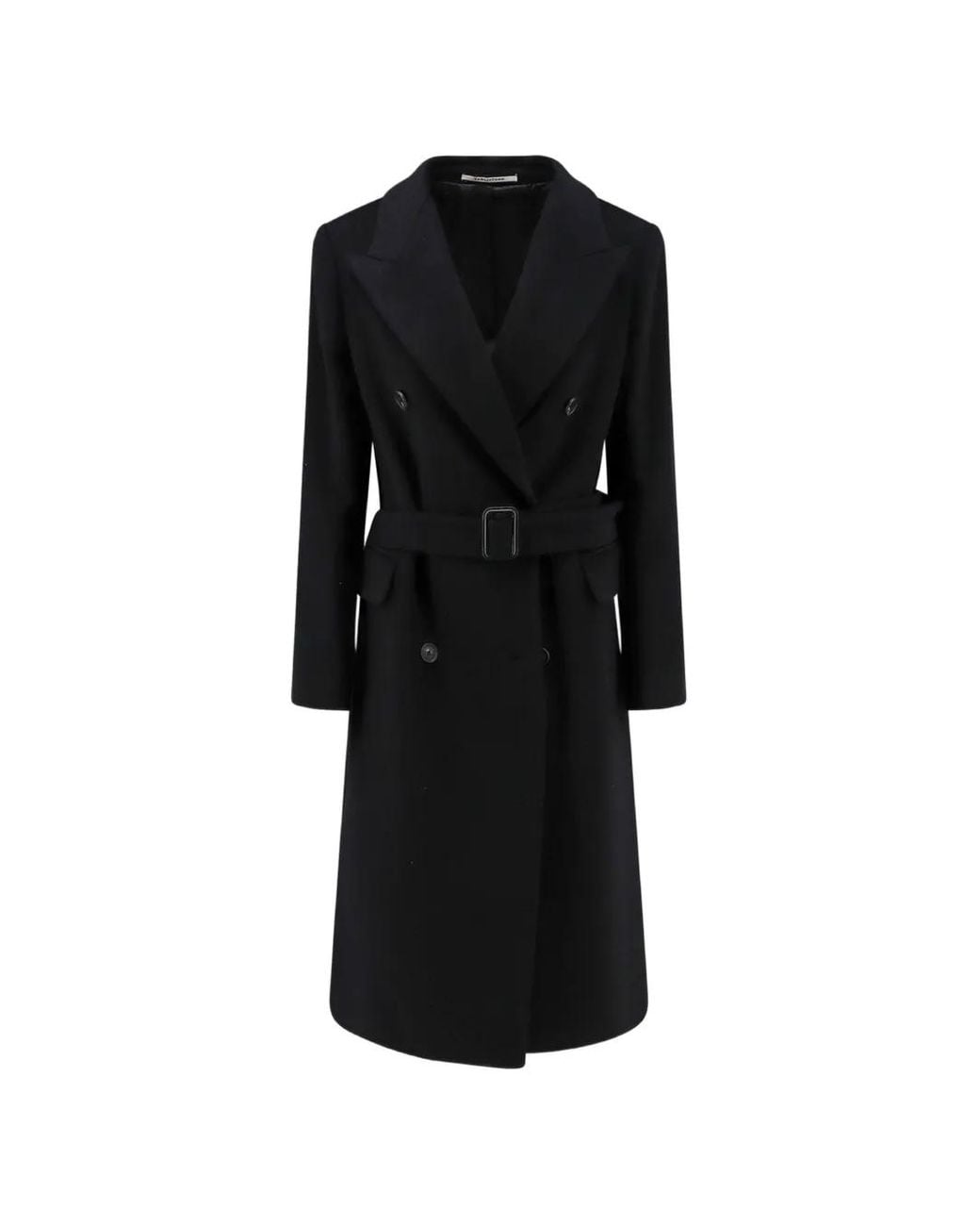 Tagliatore Black Jole Double-Breasted Belted Coat