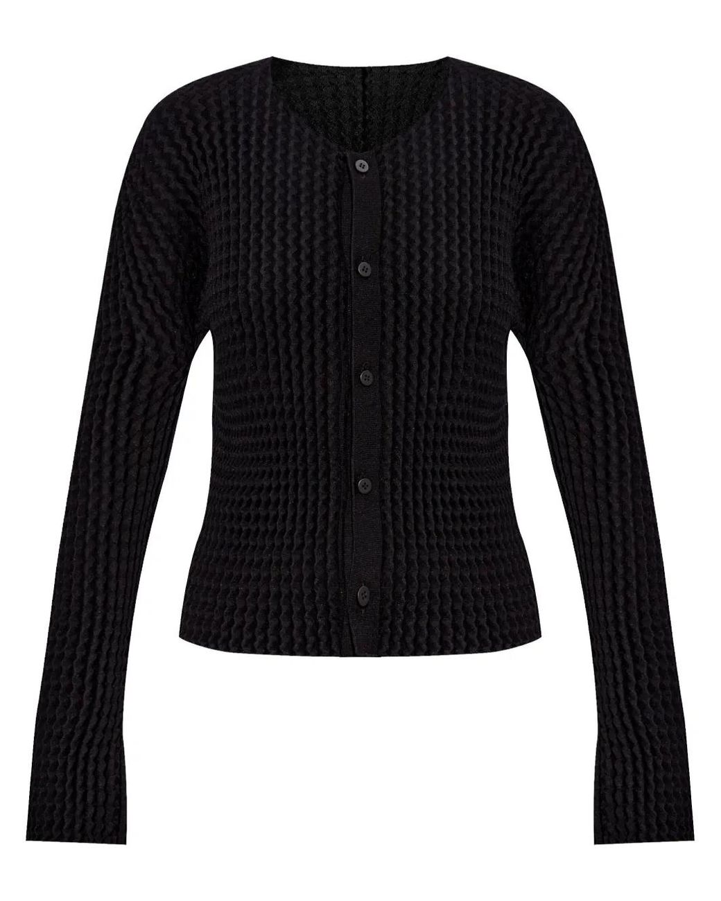 Issey Miyake Black Pleated Cardigan