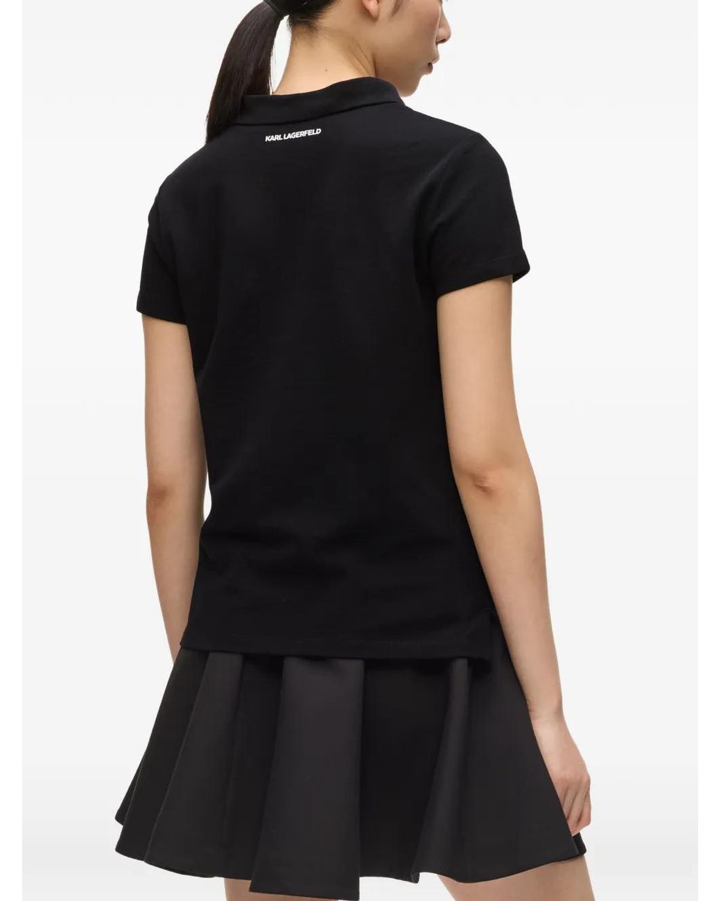 Karl Lagerfeld Black Ikon Polo Top