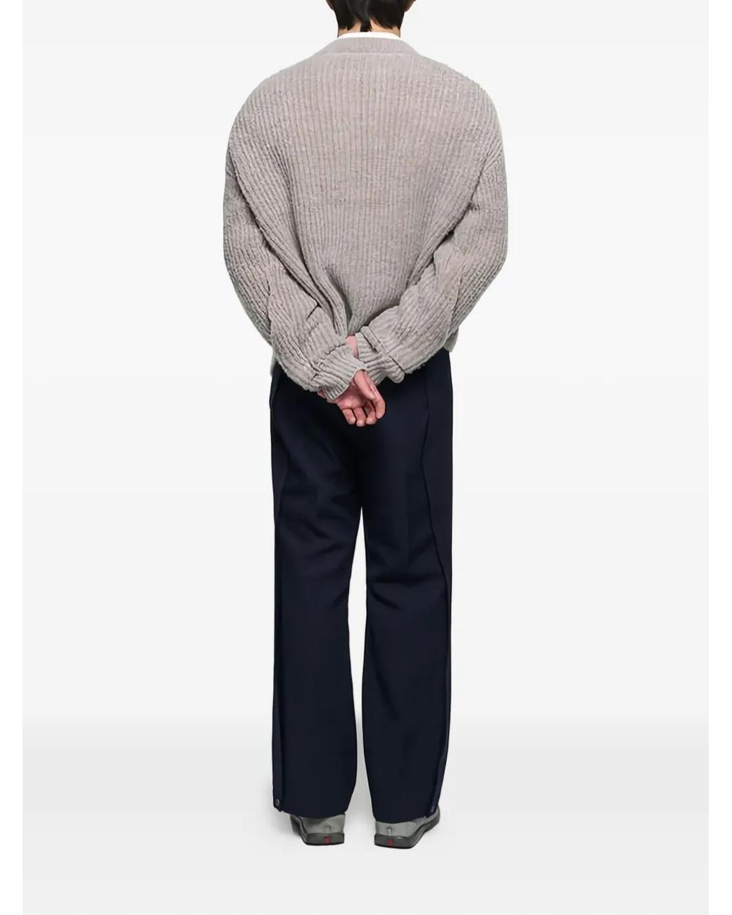 O.FILES White Buttoned Interlaced Cardigan for men