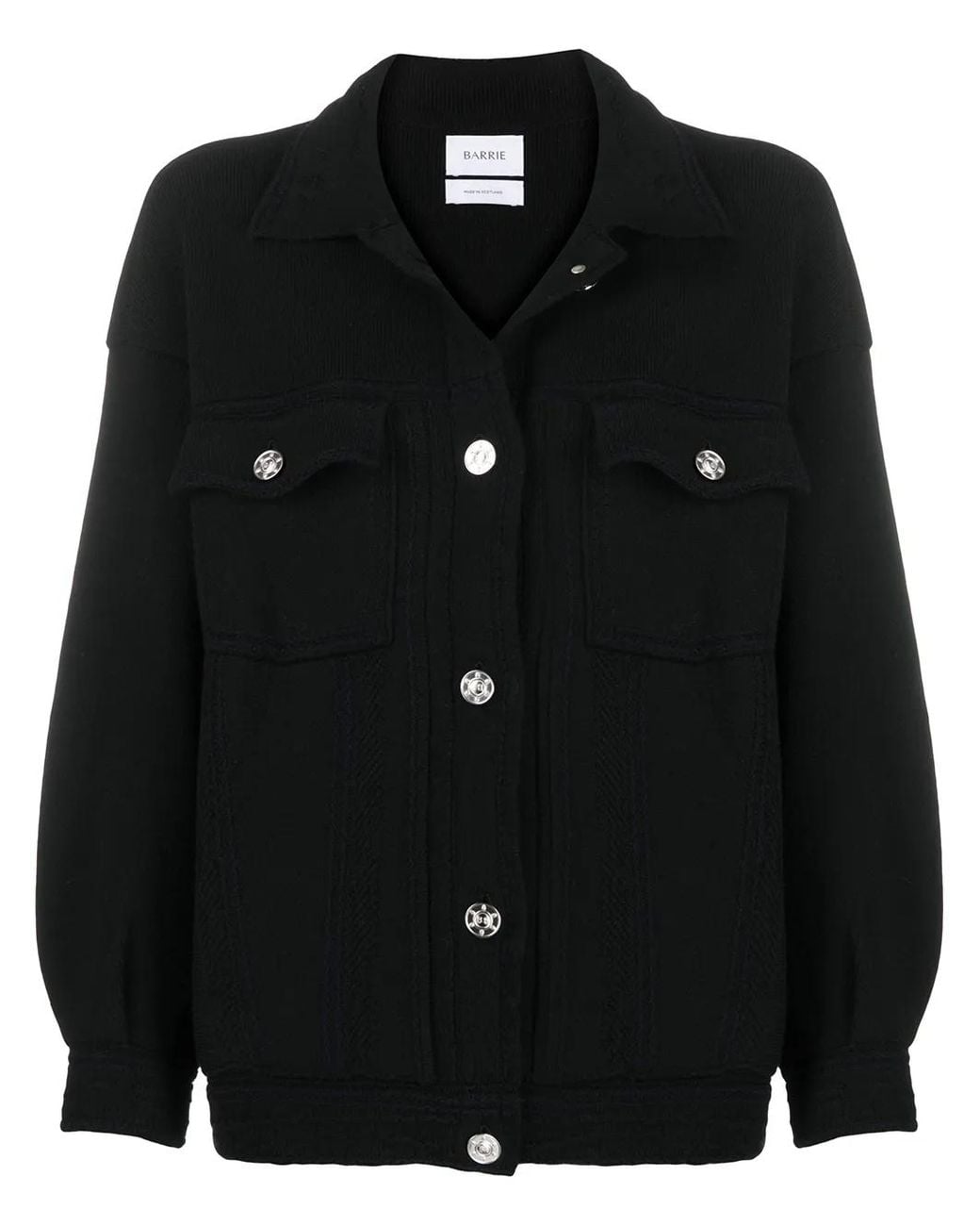 Barrie Black Contrast-Stitching Denim-Effect Jacket