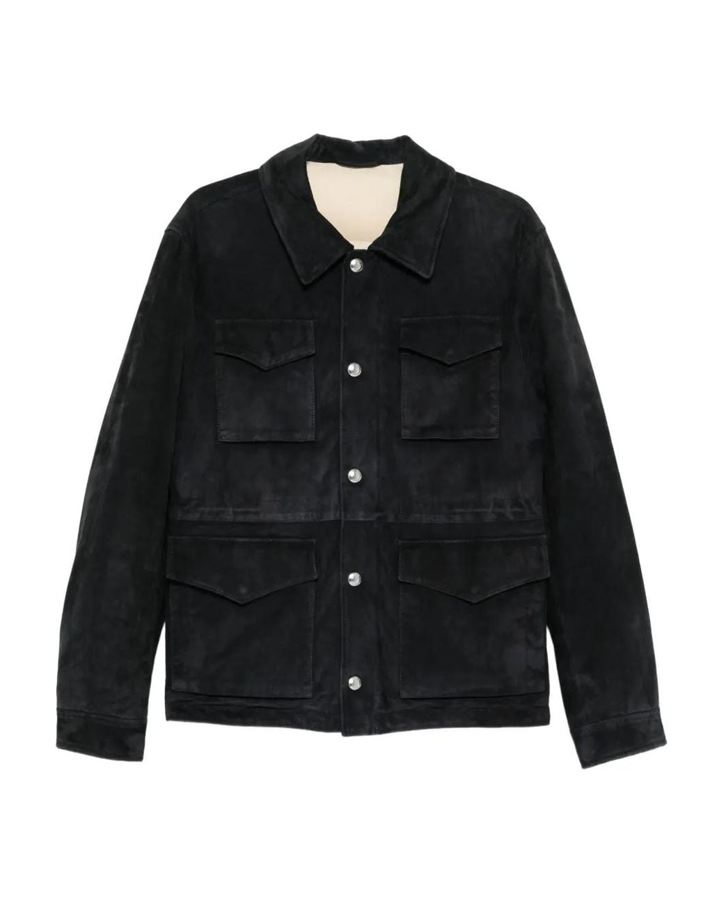 Eleventy Black Flap-Pockets Suede Jacket for men