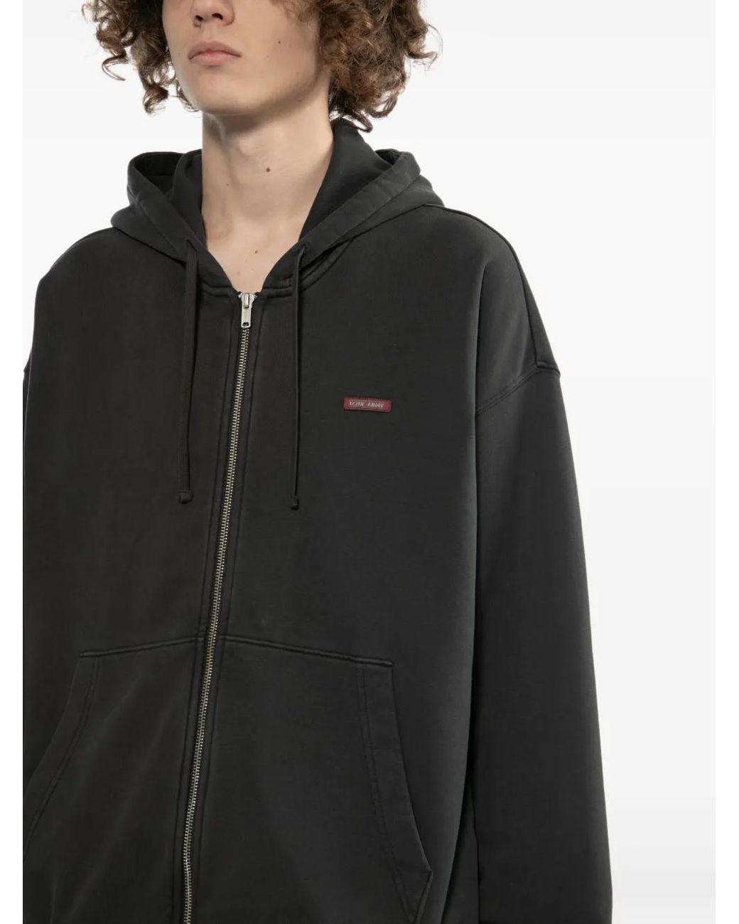 Izzue Black Logo-Patch Hoodie for men