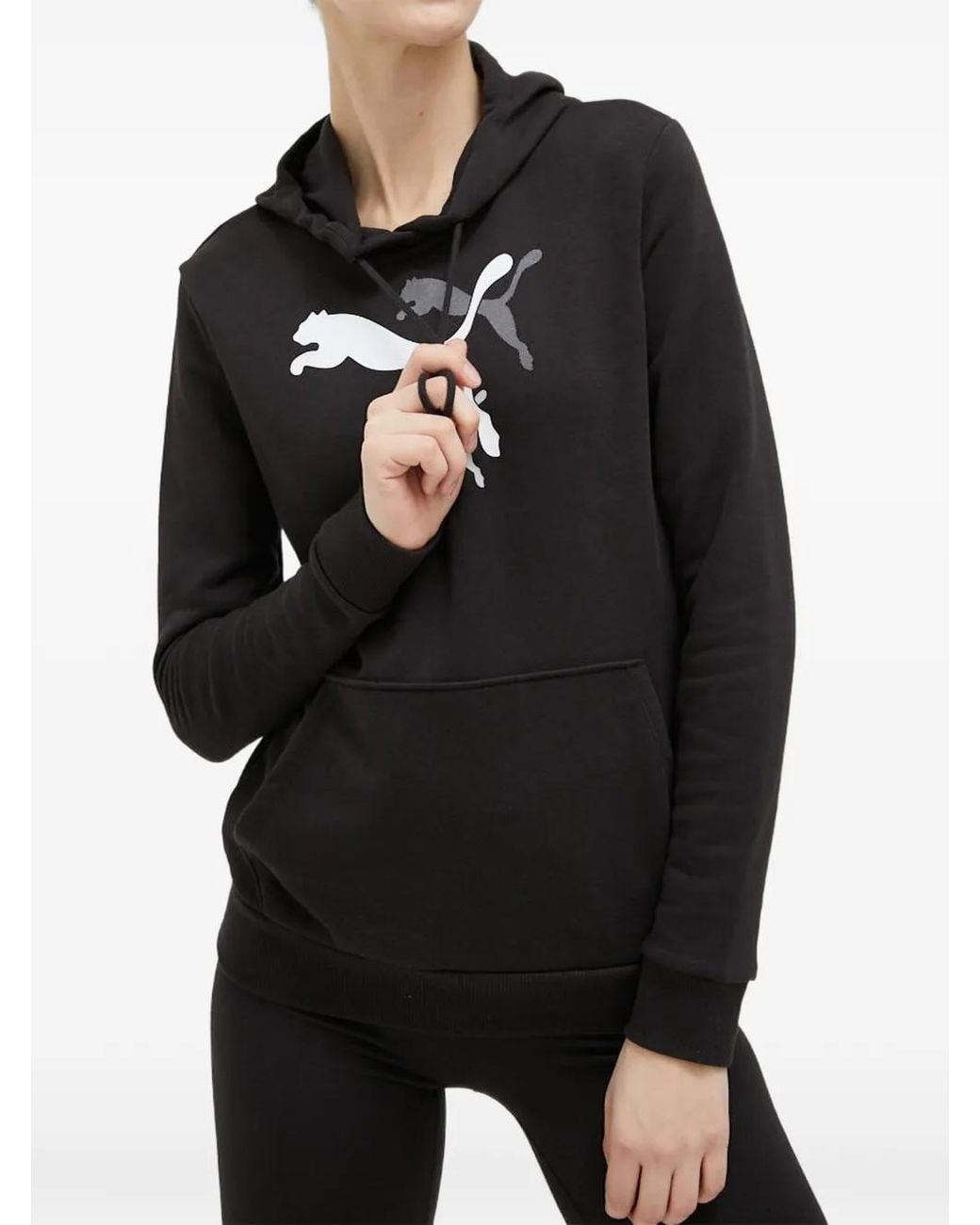 PUMA Black Logo-Print Hoodie