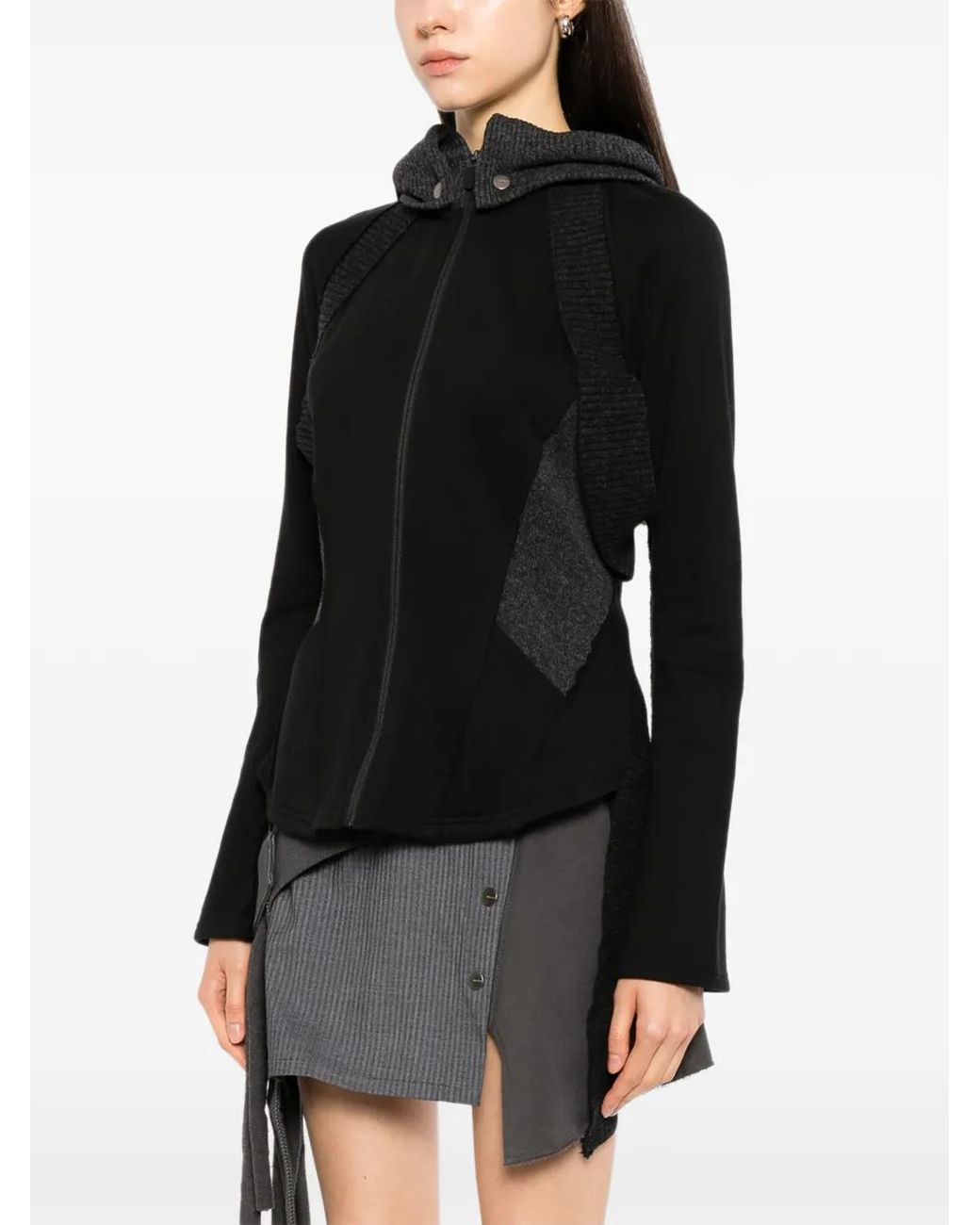 Hyein Seo Black Slashed Zipped Jacket