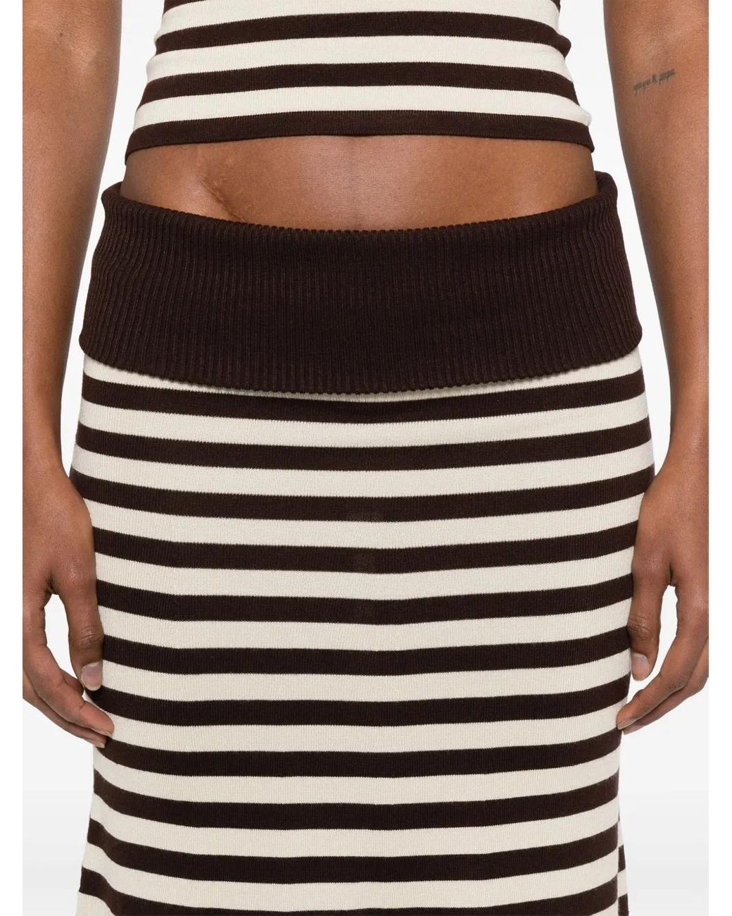 Frankie's Bikinis Black Striped Midi Skirt