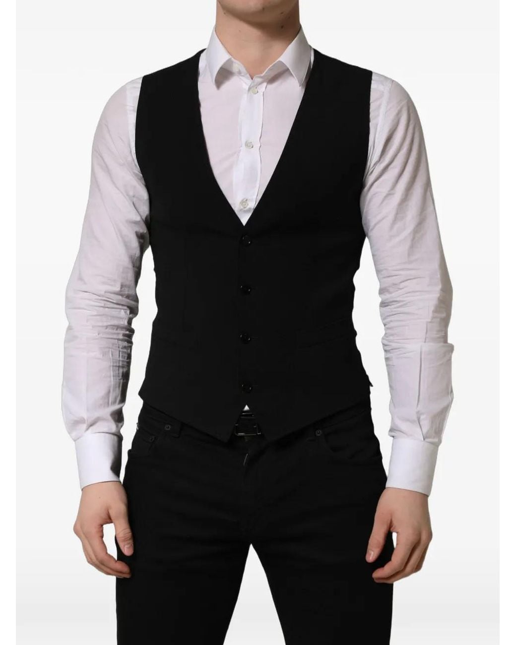 Dolce & Gabbana Black Single-Breasted Waistcoat for men