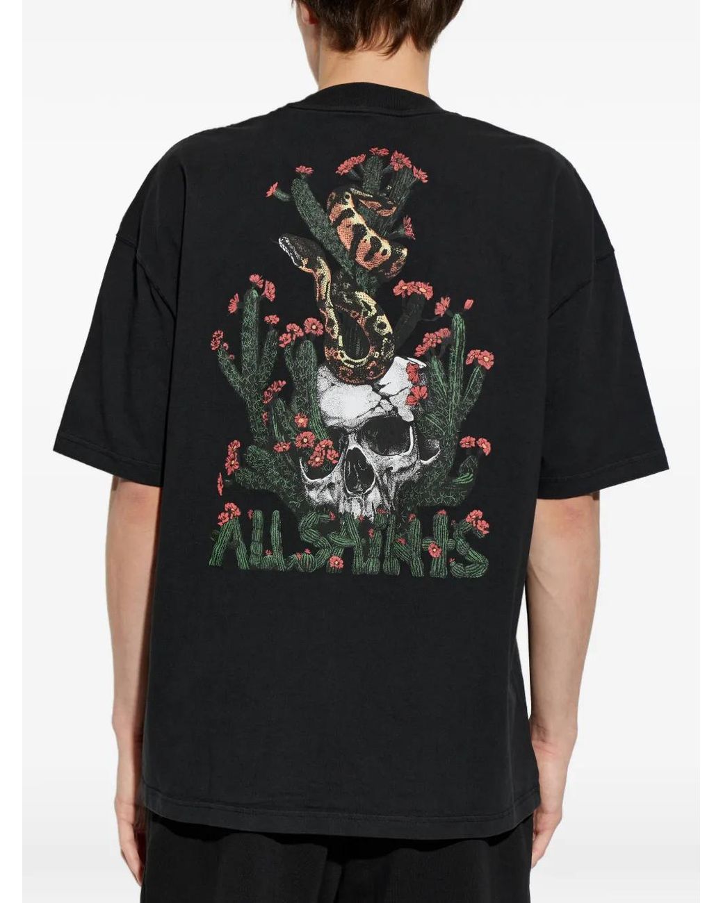 AllSaints Black T-Shirt "Cacti" for men