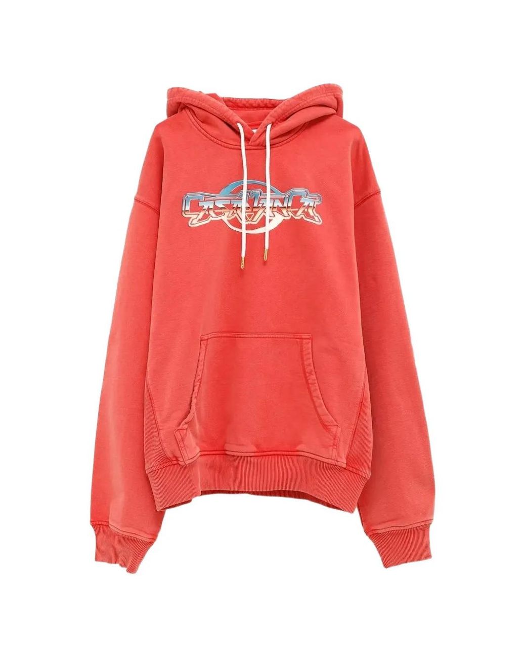 Casablanca Red Logo-Print Organic Cotton Hoodie for men