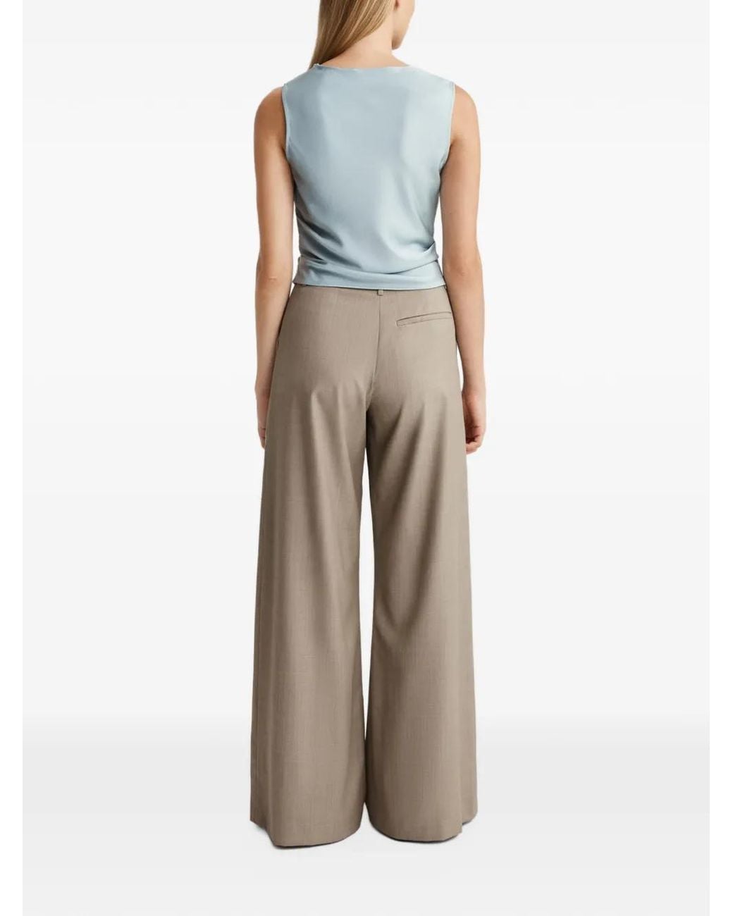 Anna Quan Blue Cowl-Neck Sleeveless Top