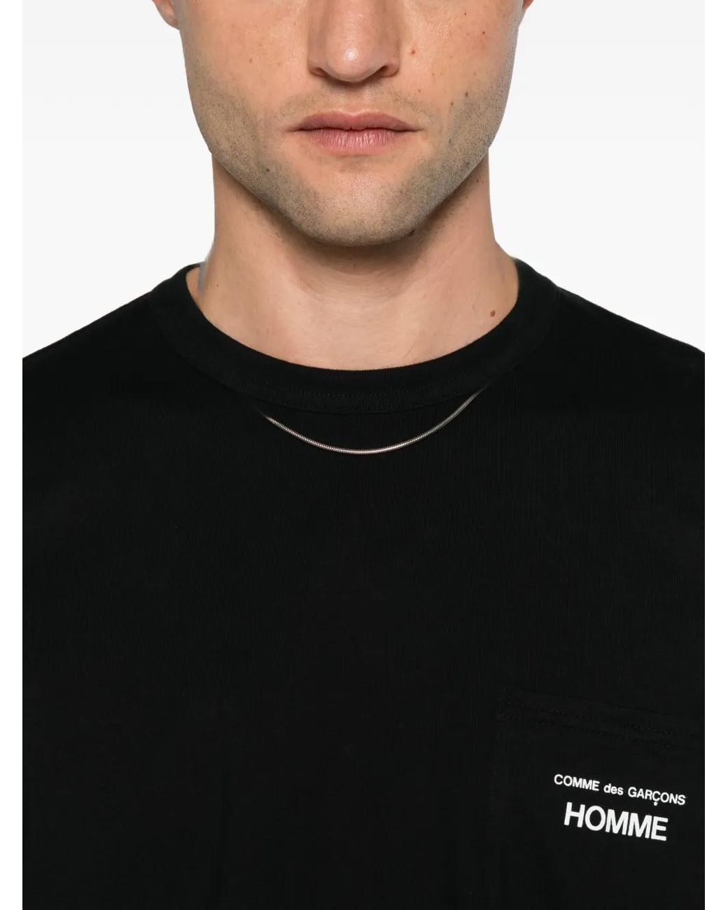 Comme des Garçons Black Logo-Print Chest-Pocket T-Shirt for men