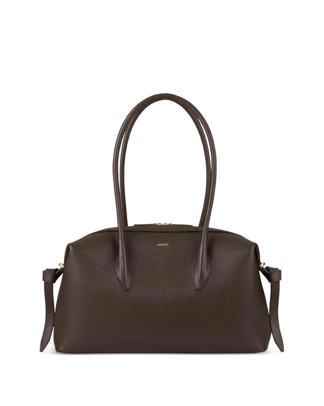 Yuzefi Black Brioche Grained Leather Shoulder Bag