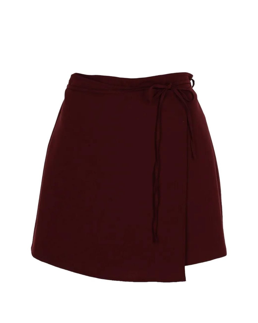 Alysi Red Wrap-Style Bow-Fastening Mini Skirt
