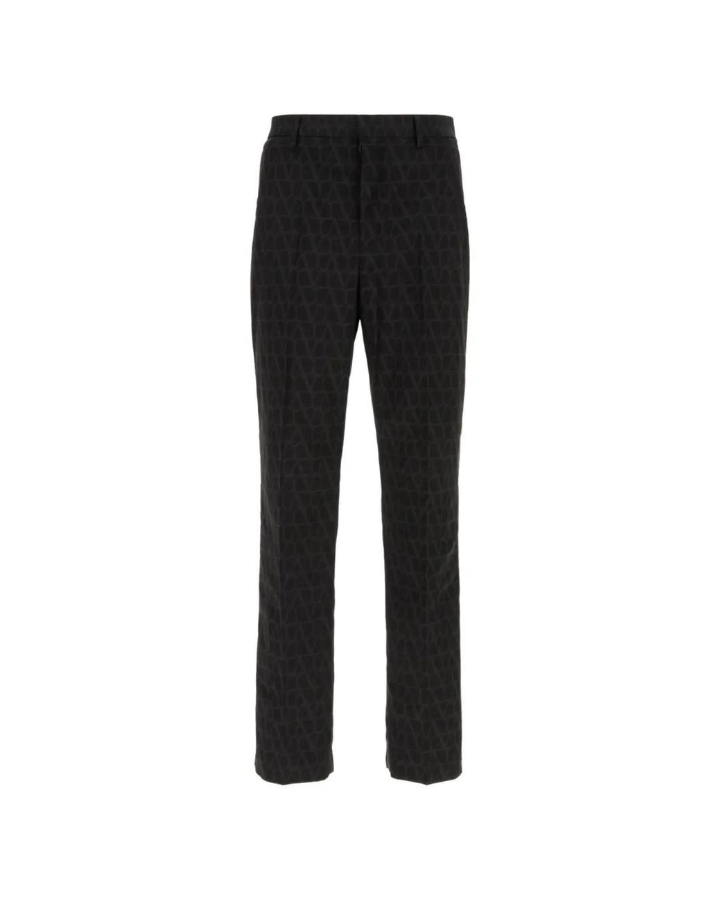 Valentino Garavani Black Patterned Trousers for men