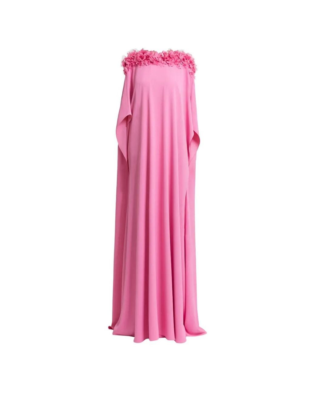 Gemy Maalouf Pink Floral-Embellished Maxi Kaftan