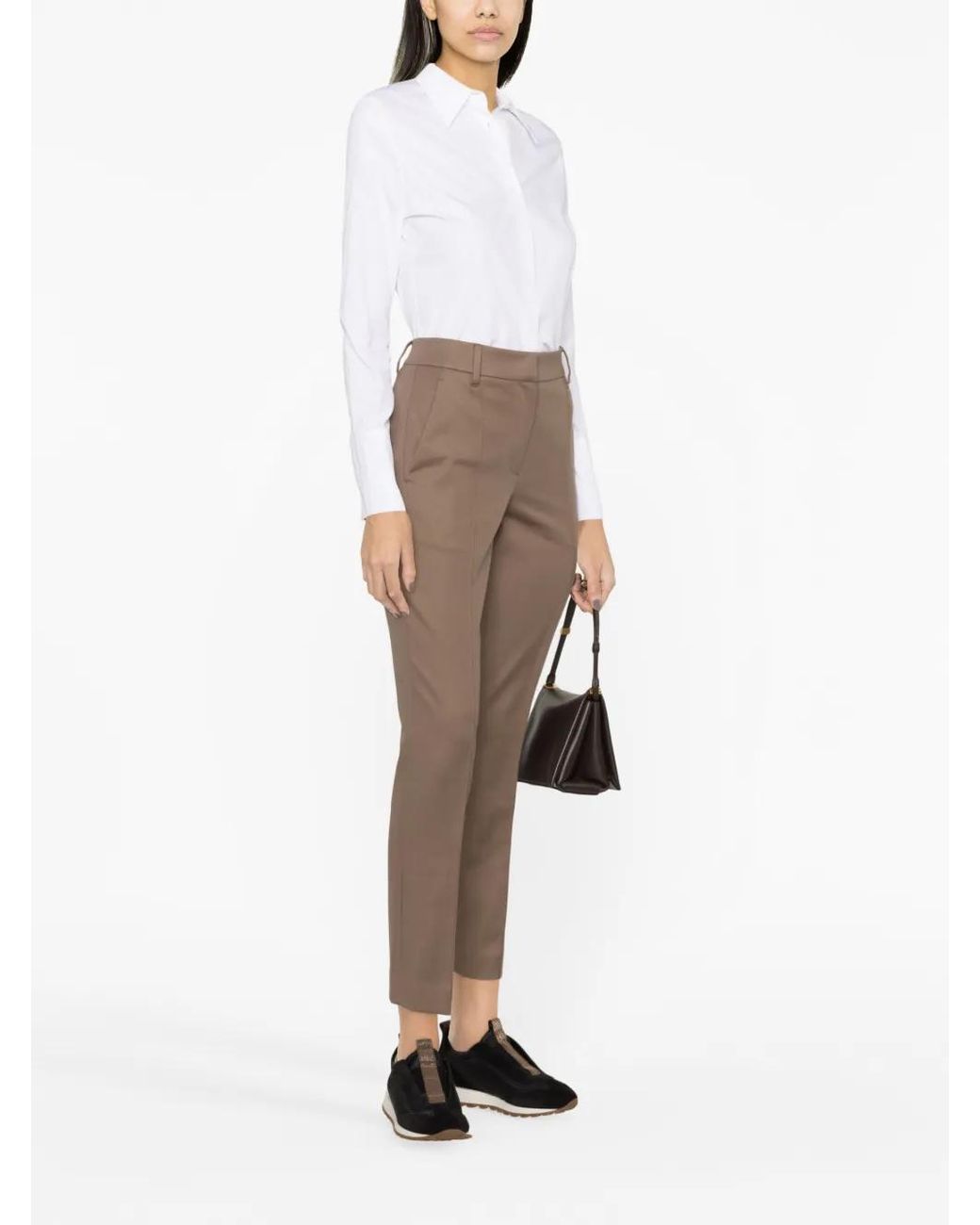 Brunello Cucinelli Brown Slim-Leg Stretch-Cotton Trousers