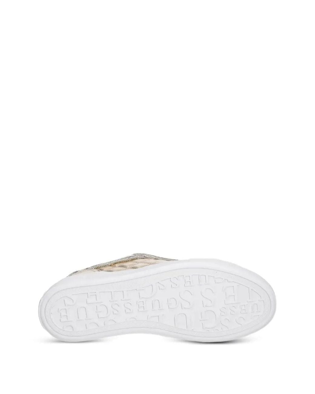 Guess White Gratea Quilted Metallic-Effect Sneakers