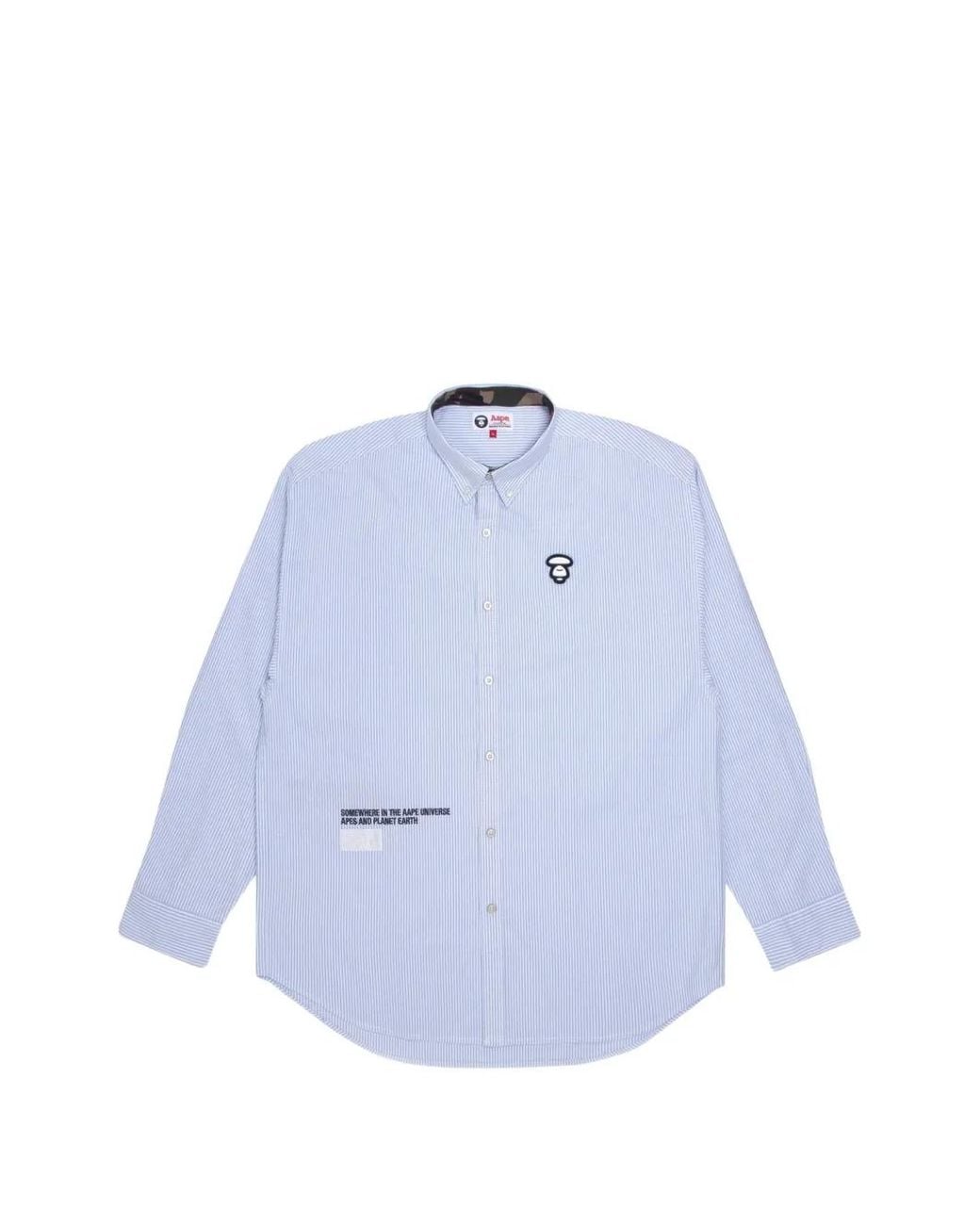 Aape By A Bathing Ape Blue Striped Button-Down Shirt for men