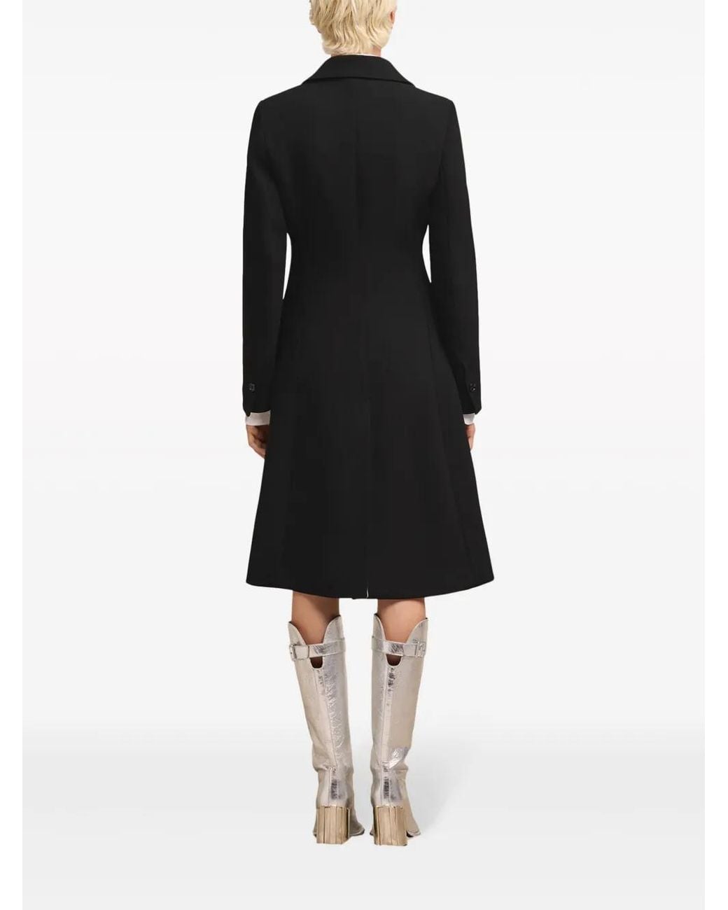 AMI Black Single-Breasted Virgin-Wool Coat