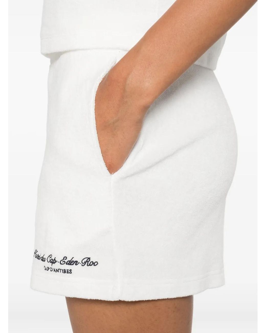 Sporty & Rich White Embroidered Cotton Shorts