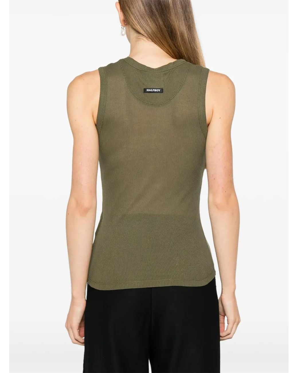 Halfboy Tanktop Met Logopatch in het Green