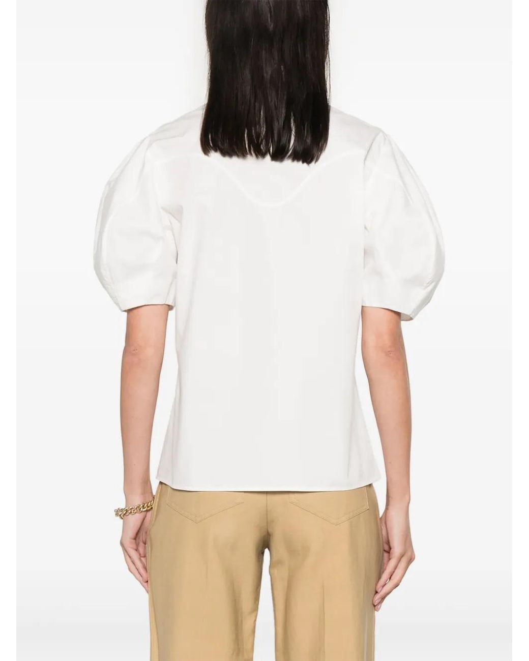 Chloé White Embroidery-Detail Poplin Shirt