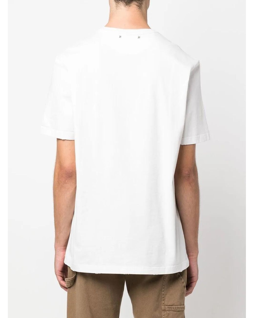 Golden Goose Deluxe Brand White Golden M's Regular T-Shirt Distressed Cotton Jersey for men
