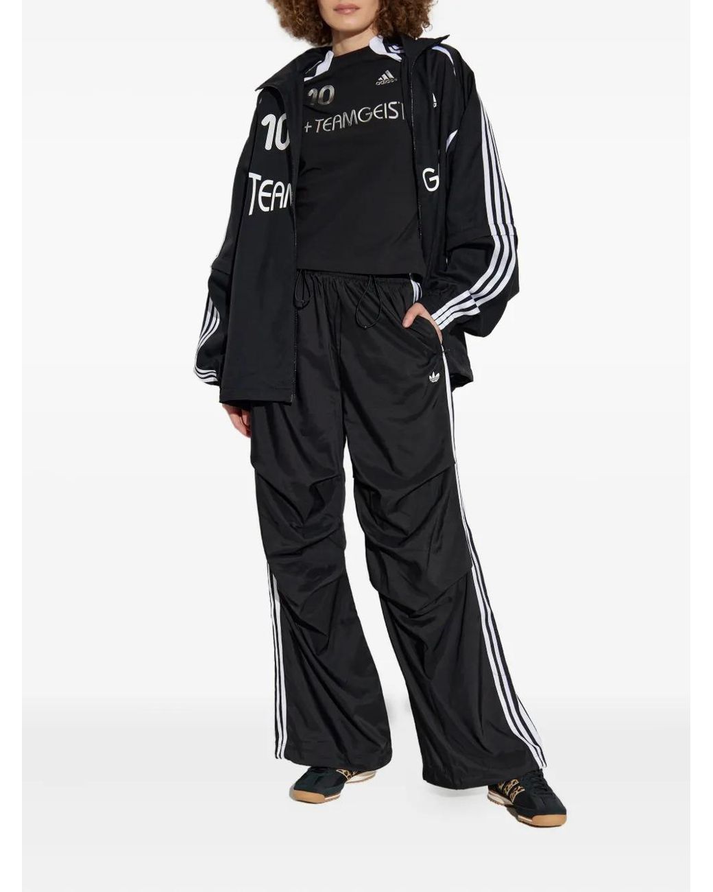 Adidas Black Three-Stripe Drawstring Trousers