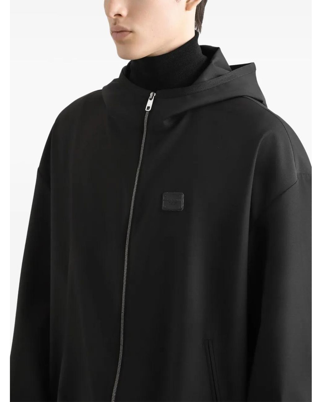 Dolce & Gabbana Black Appliqué Lightweight Jacket for men