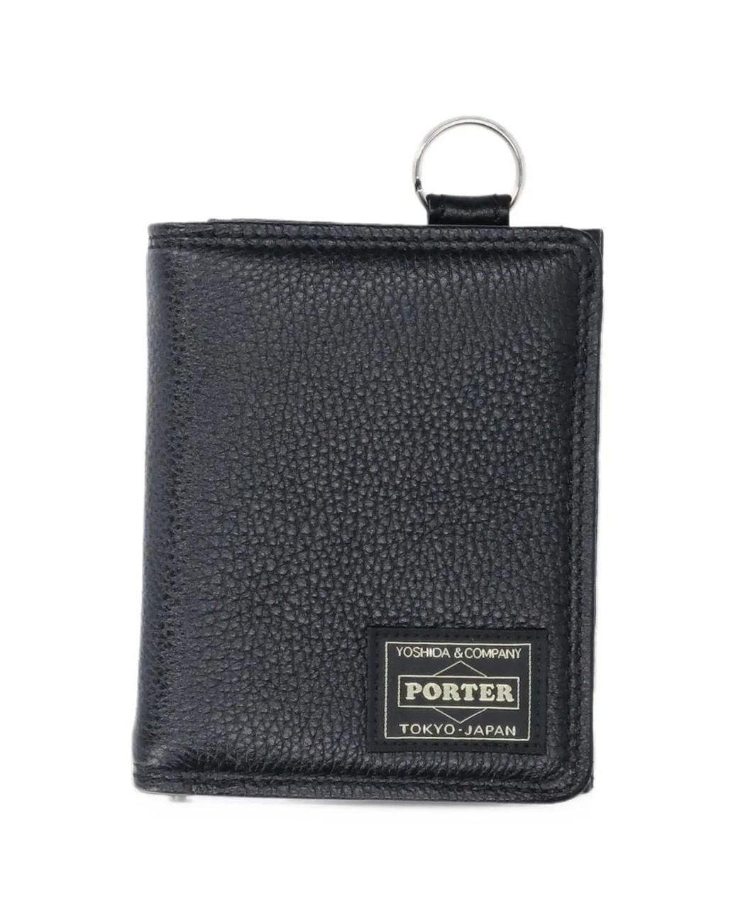 Porter-Yoshida and Co Black Portefeuille En Cuir À Patch Logo for men