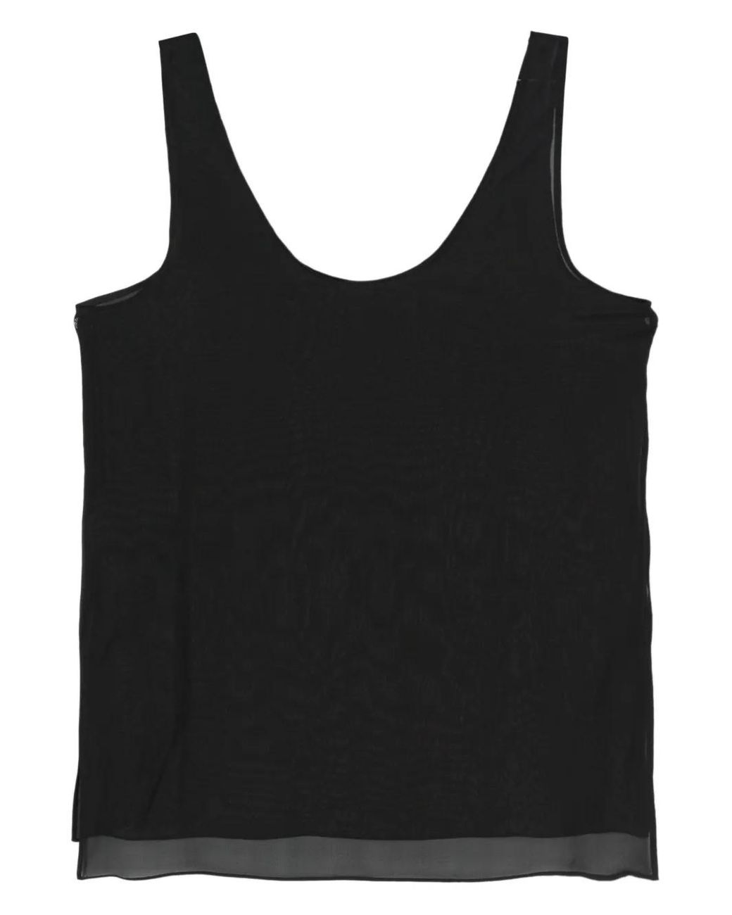 Gauchère Black Semi-Sheer Silk Blouse