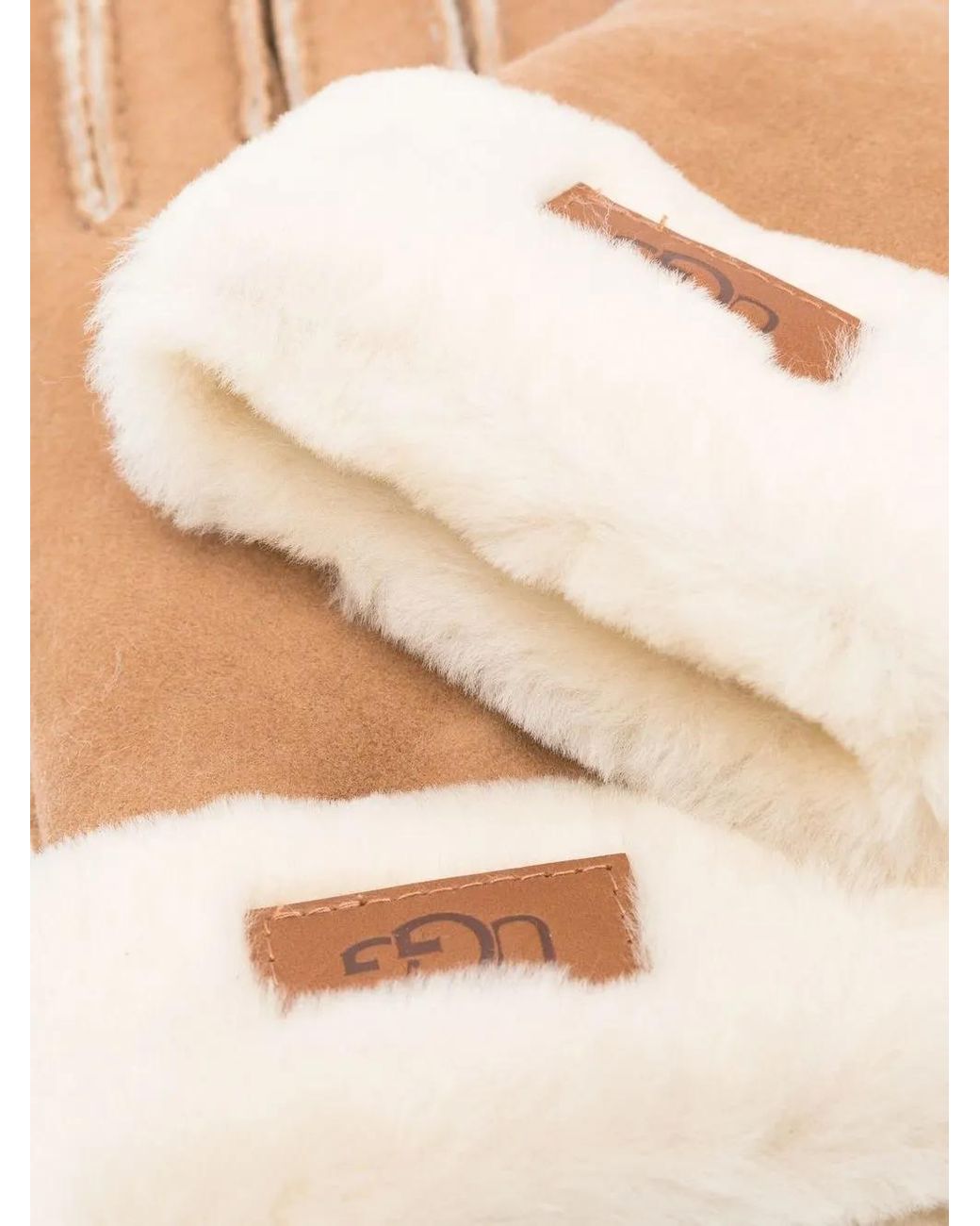 Ugg Brown Suede Logo-Patch Gloves