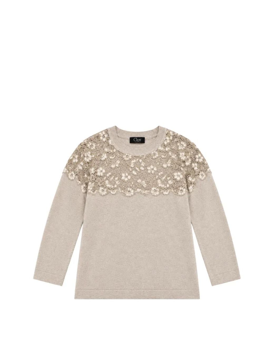 Clips Natural Lace-Panel Sweater