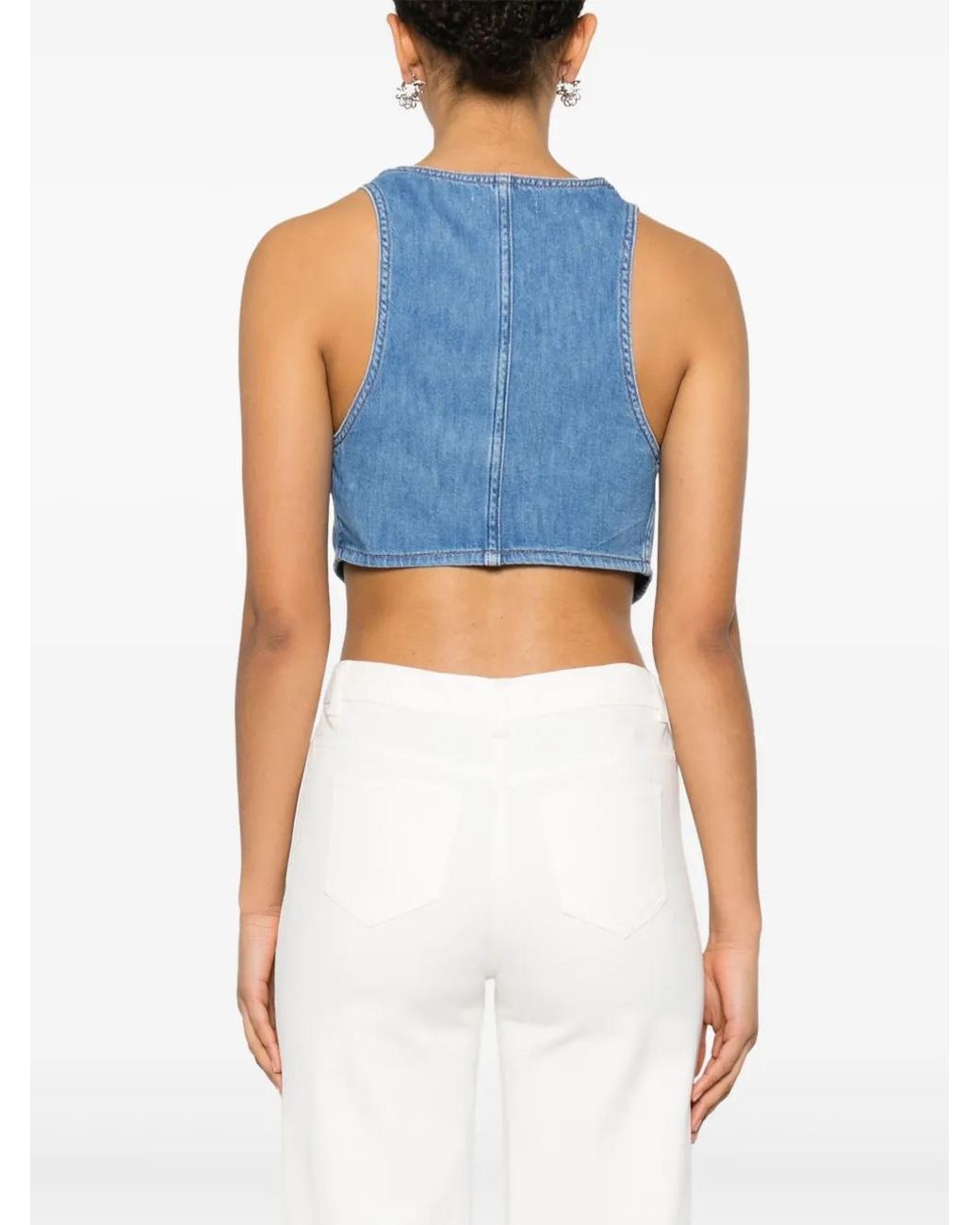 Twinset Blue Button-Up Denim Waistcoat