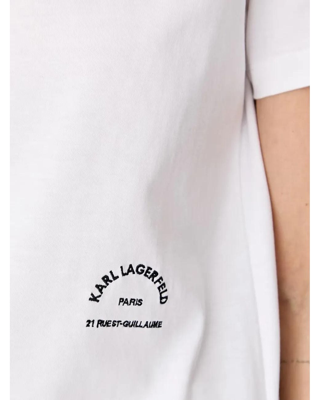 Karl Lagerfeld White Rue St-Guillaume Regular Fit T-Shirt