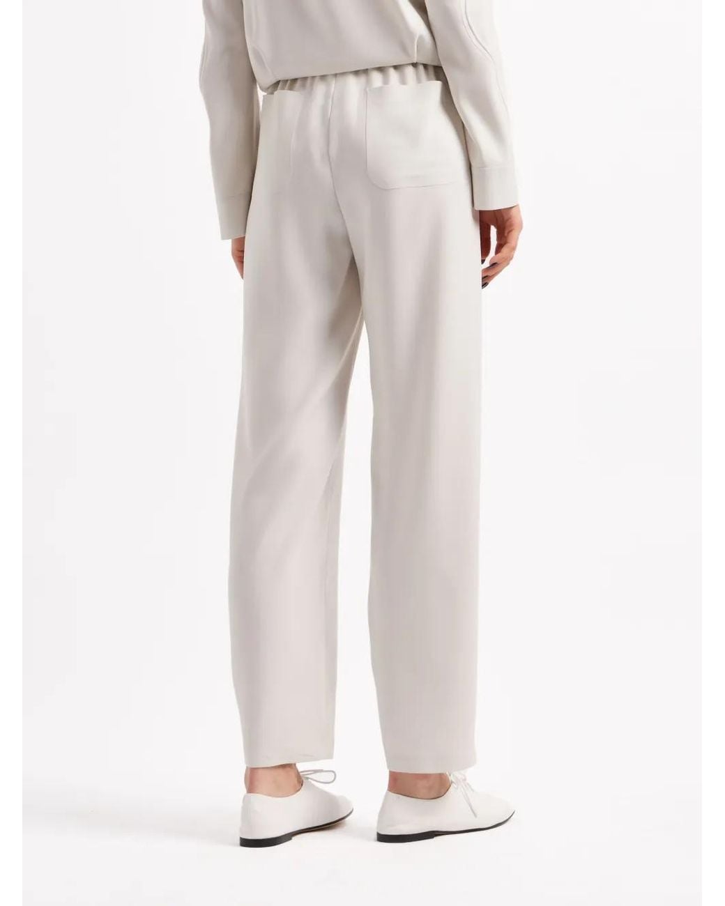 Giorgio Armani White High-Waisted Tapered Trousers