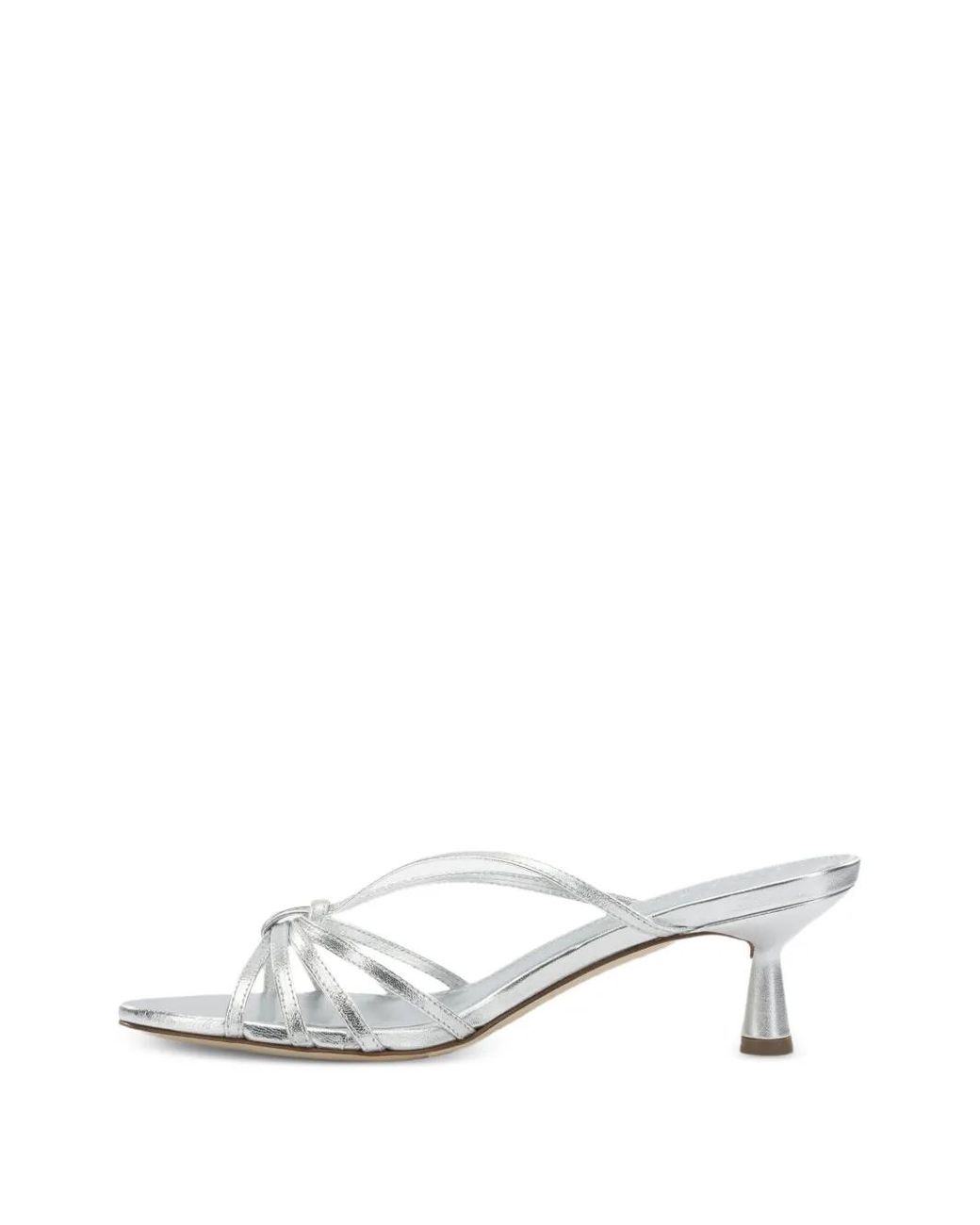 Aeyde White Abby Laminated Leather Sandals