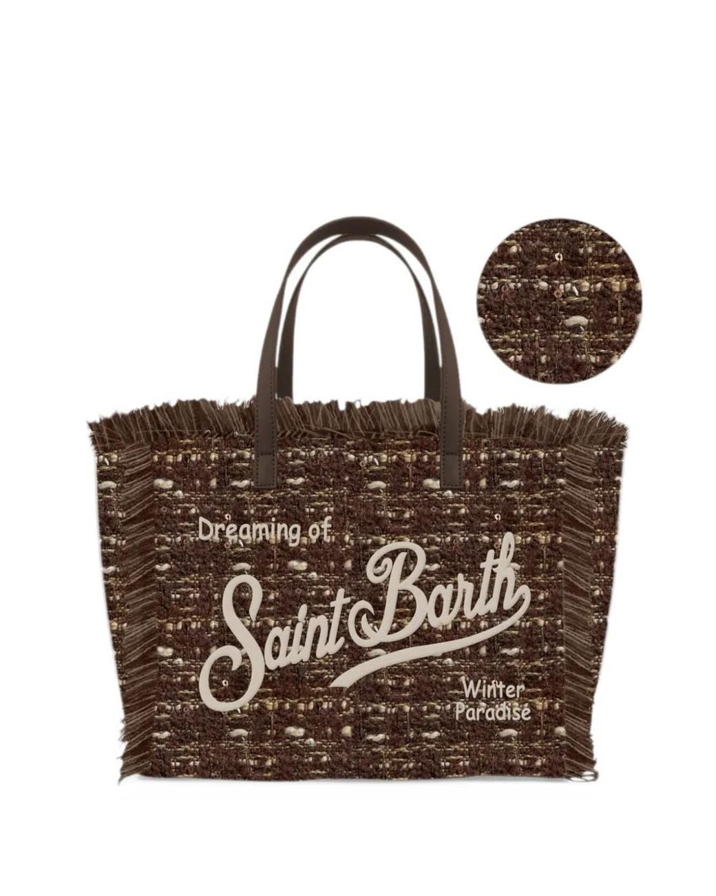 Mc2 Saint Barth Brown Vanity Frayed Tweed Tote Bag