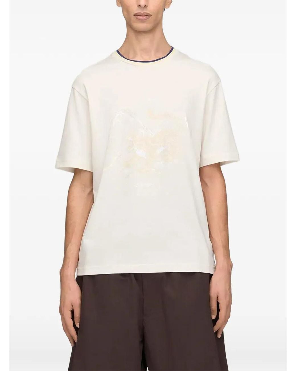 Y-3 White X Wales Bonner Tiger-Print Ringer T-Shirt for men