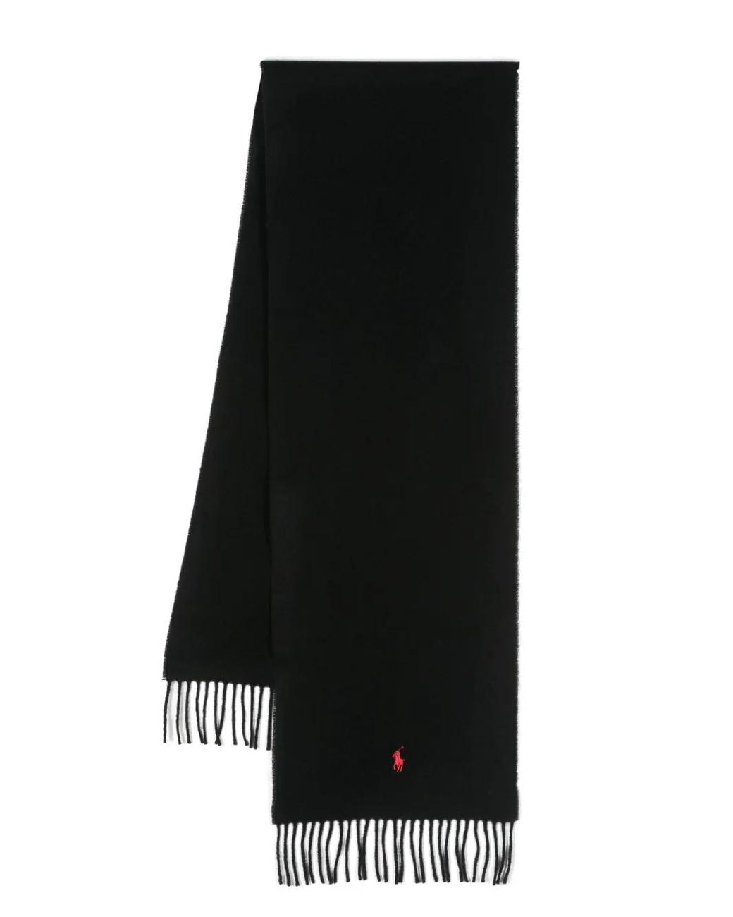 Polo Ralph Lauren Black Polo Pony-Motif Fringed Scarf for men