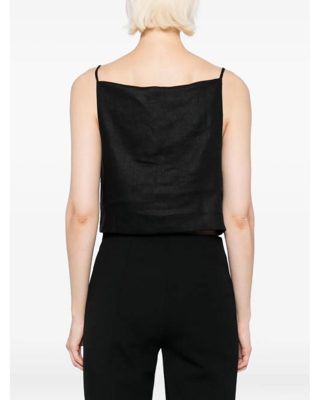 Reformation Black Kerri Linen Top