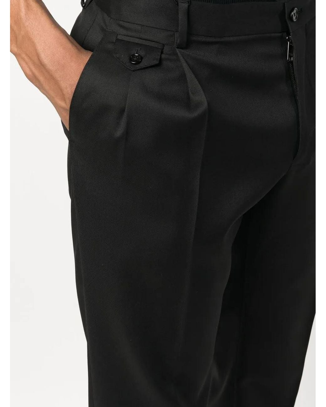 Dolce & Gabbana Black Pressed-Crease Tailored Trousers for men