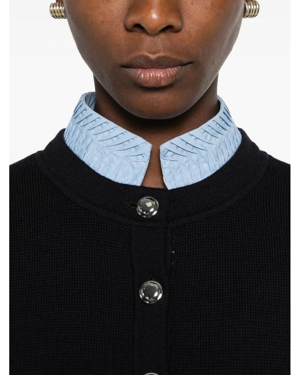 Sandro Black Two-Tone Origami Collar Cardigan