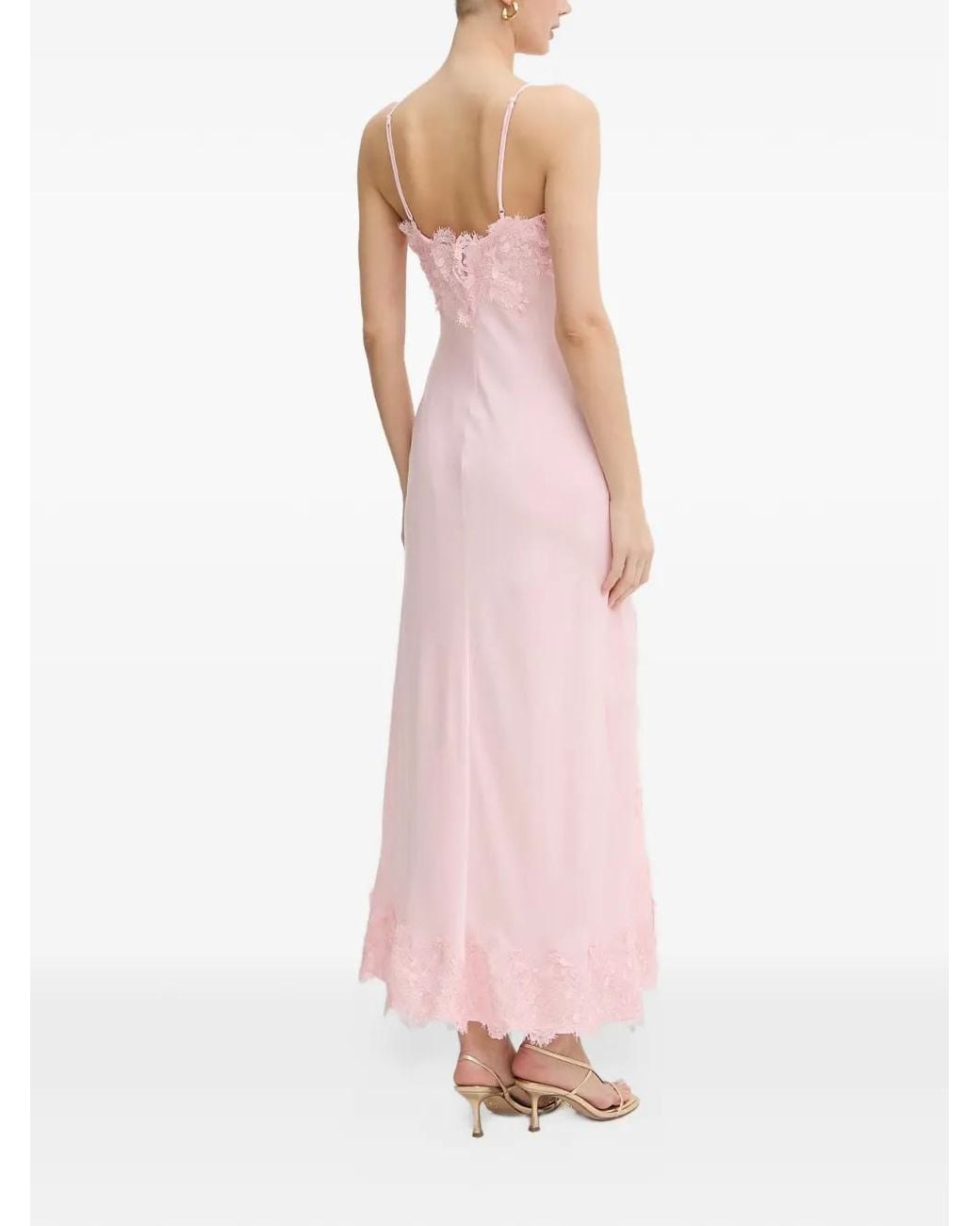Bardot Pink Alerie Lace-Trim Side-Slit Maxi Dress