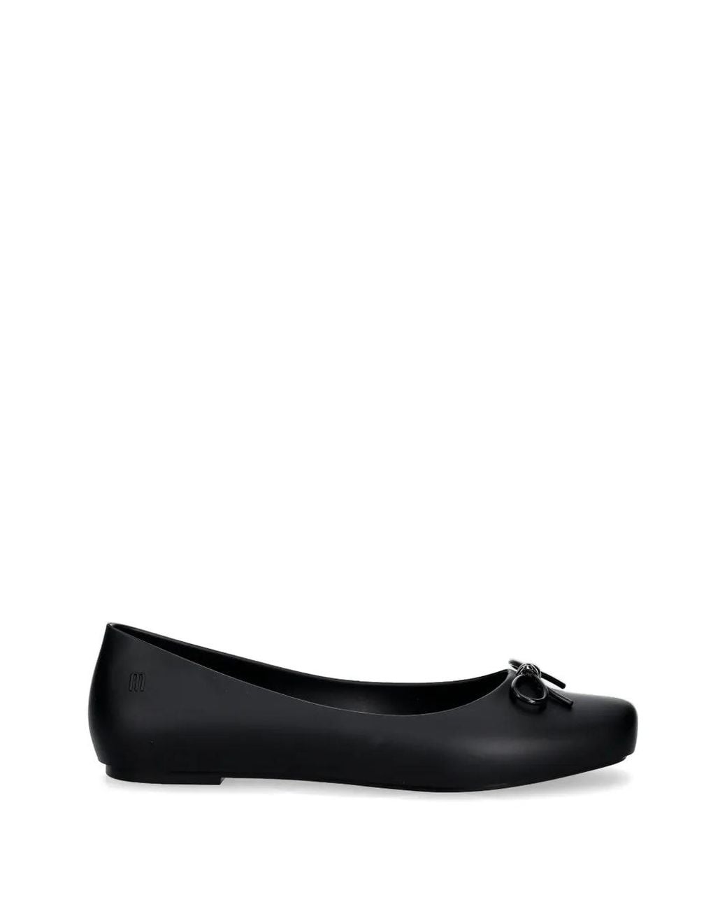 Melissa Black Bow-Detail Square-Toe Ballet Flats