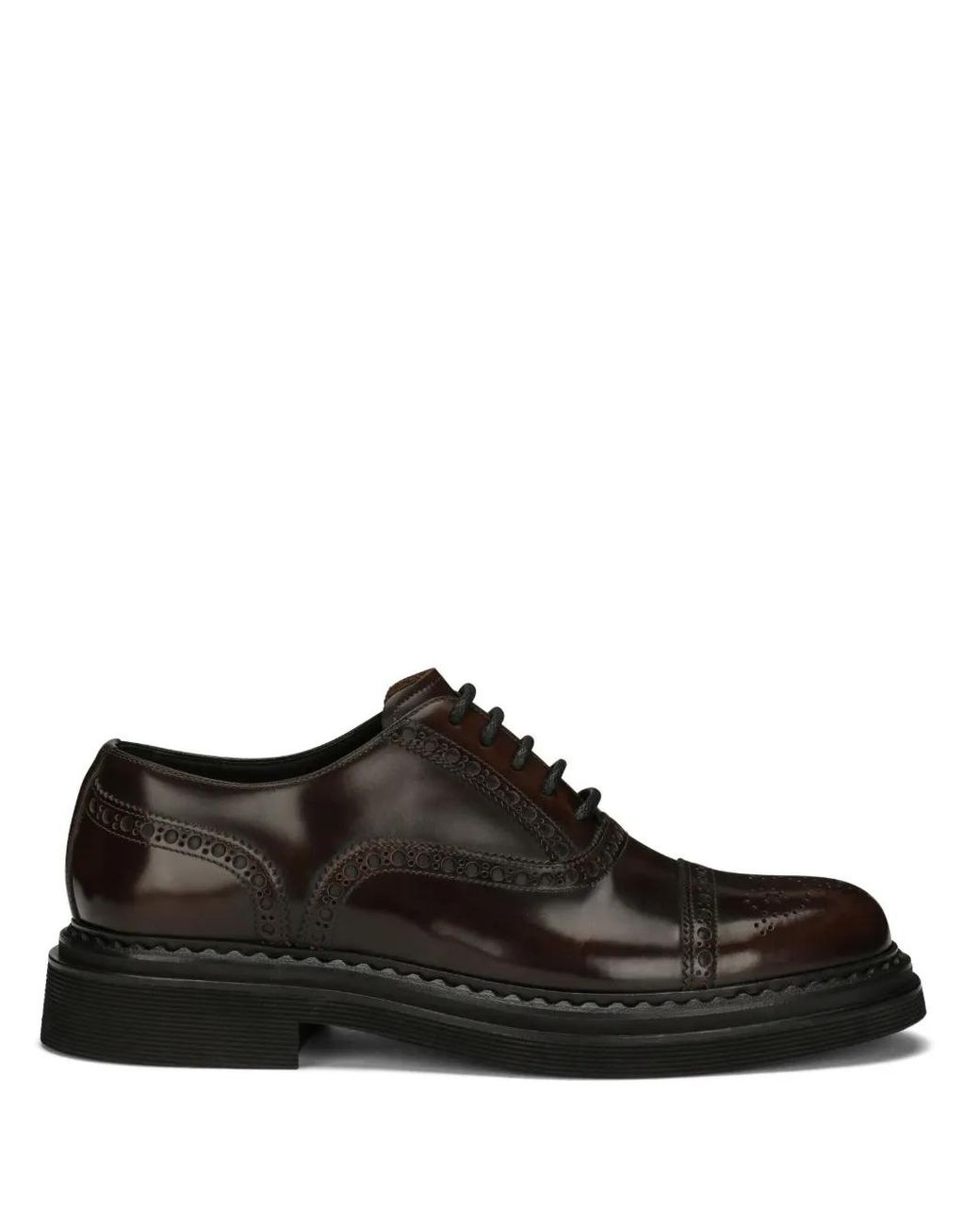 Dolce & Gabbana Black Perforated Calf Leather Lace-Up Shoes for men
