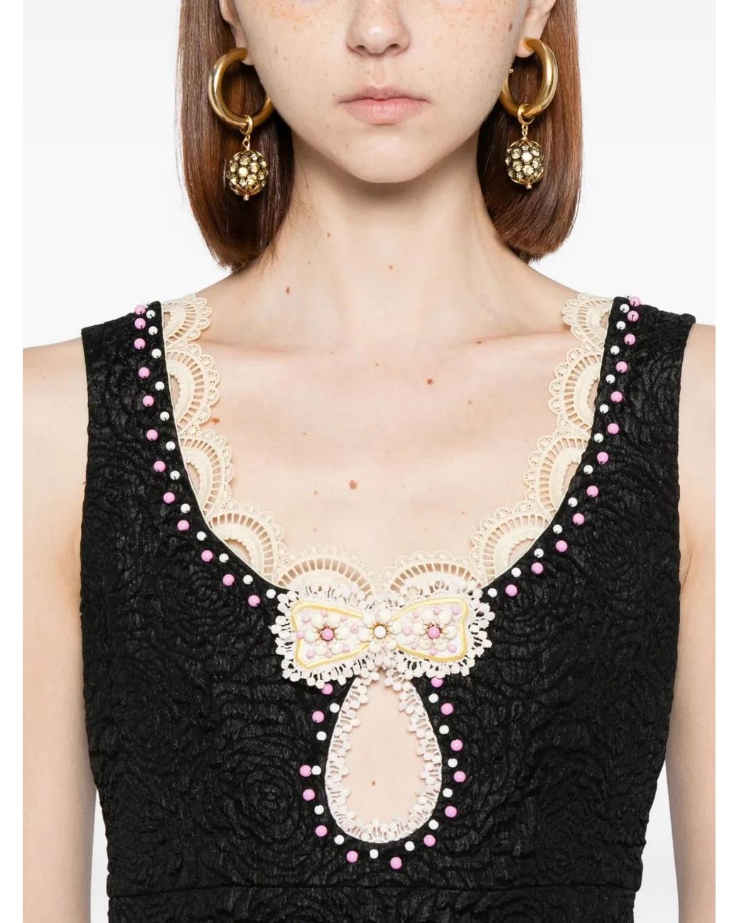 Cynthia Rowley Black Bead-Embellished Dress