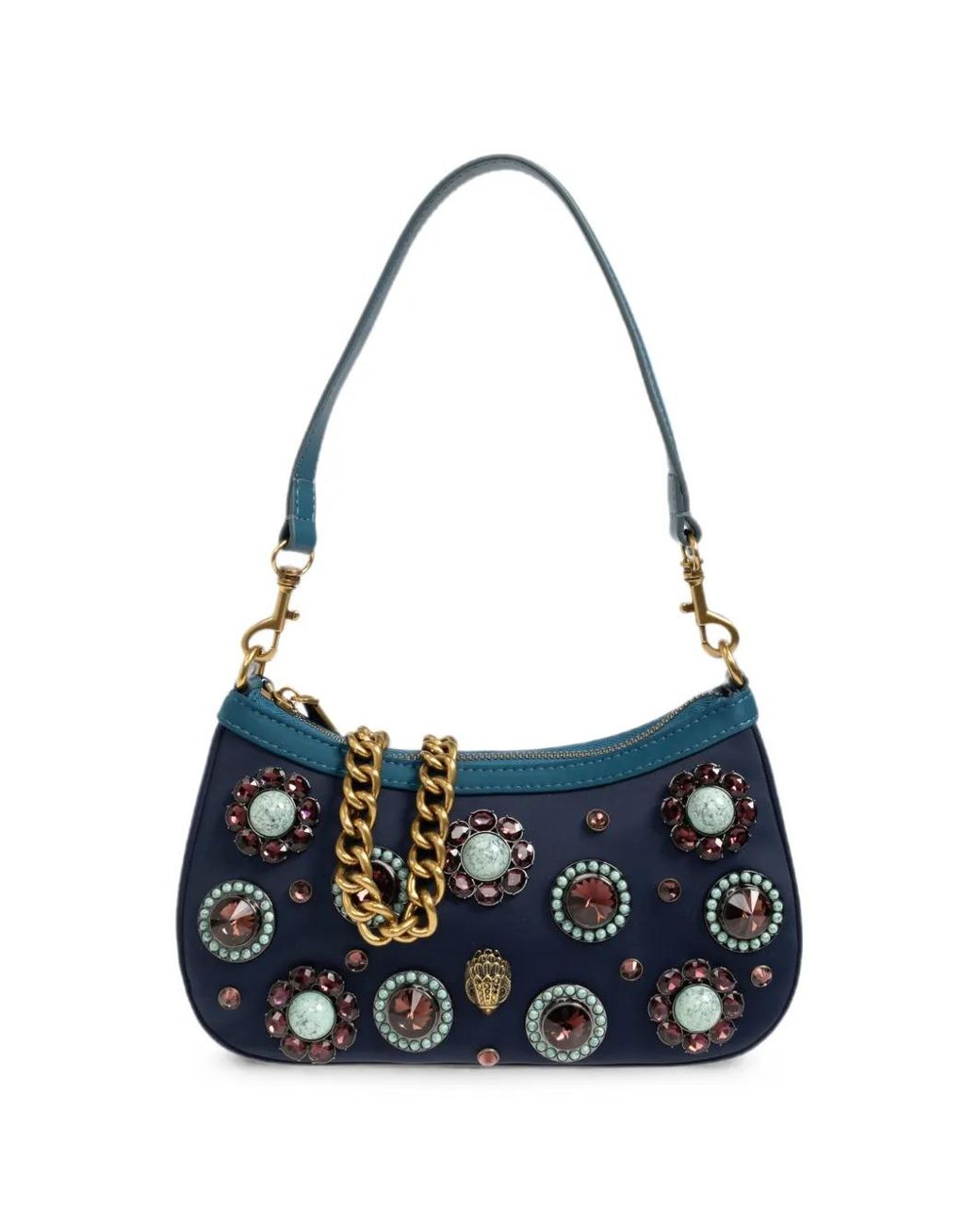 Kurt Geiger Blue Sloane Gem-Embellished Shoulder Bag