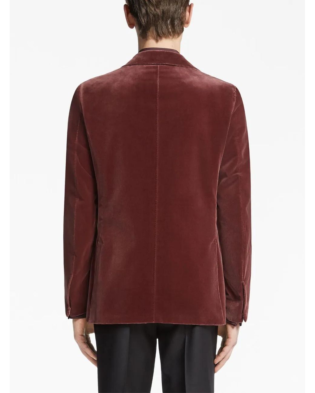 Zegna Purple Single-Breasted Velvet Blazer for men