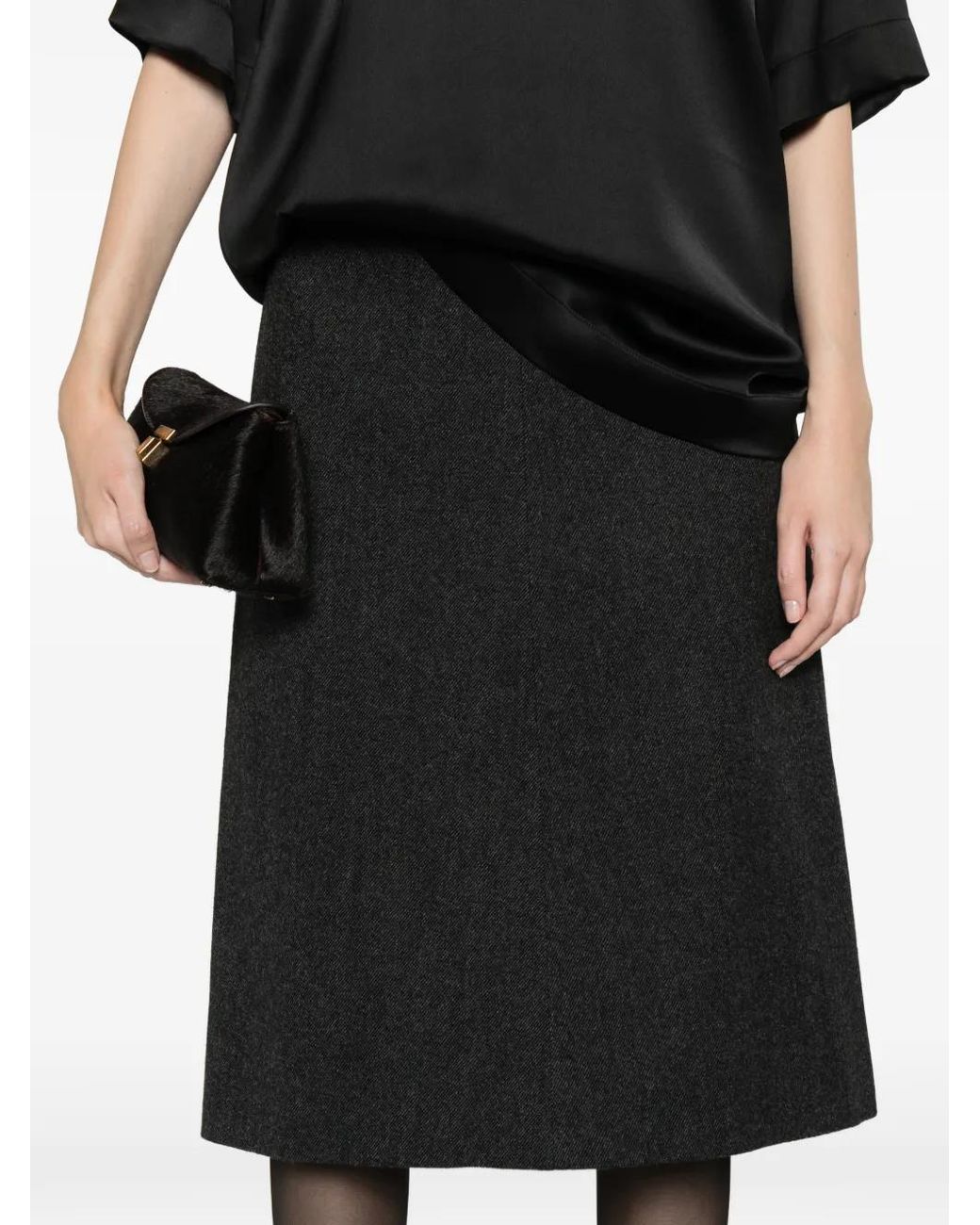 Totême Twill Midi-Rok in het Black